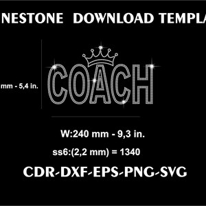 Coach Rhinestone Template Cheer Coach Rhinestone Template: Coach Queen SVG (digital Download) - Etsy