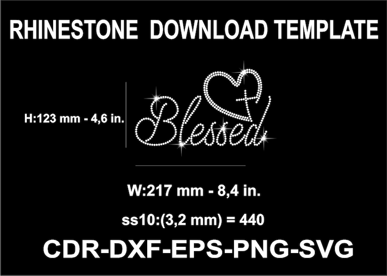 Blessed Rhinestone Template SVG, Cricut, Faith Love (digital Download ...