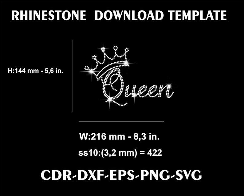Queen Crown Rhinestone SVG | Bling Shirt Template (digital Download) - Etsy