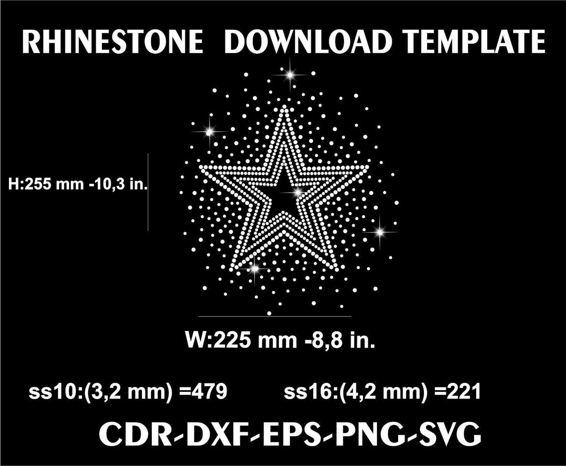 Star Rhinestone Template,scatter Design, (SVG, PNG, PDF) - Etsy