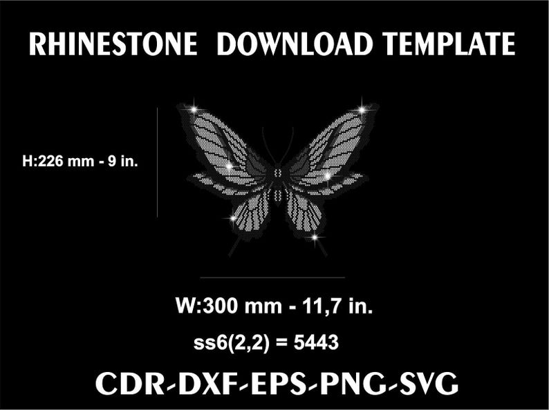 Butterfly Rhinestone Template, SVG PNG (digital Download) - Etsy
