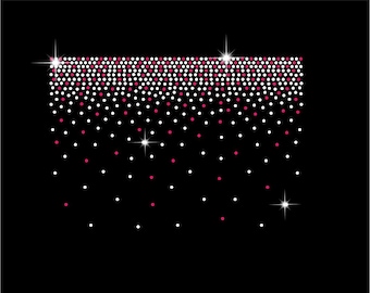 Può includere: Uno sfondo nero con un disegno di punti bianchi e rossi, disposti a cascata. I punti sono raggruppati in alto e si diffondono gradualmente, con bagliori di stelle scintillanti.