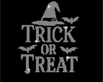 Modèle Halloween avec strass : chapeau de sorcière, chauves-souris - Hotfix Design SS6 (téléchargement numérique