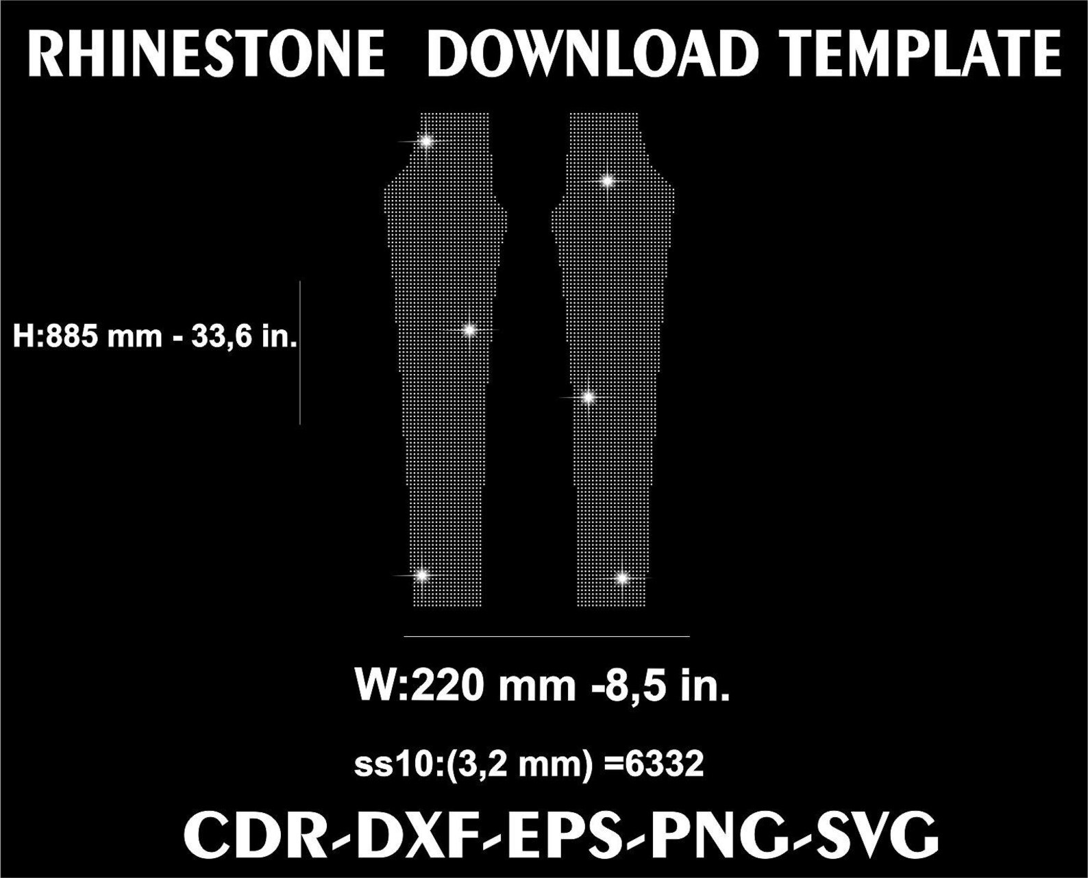 Ss10 Layout Full Body SS10 Rhinestone Leg Design – Digital Template for Front Panel ...