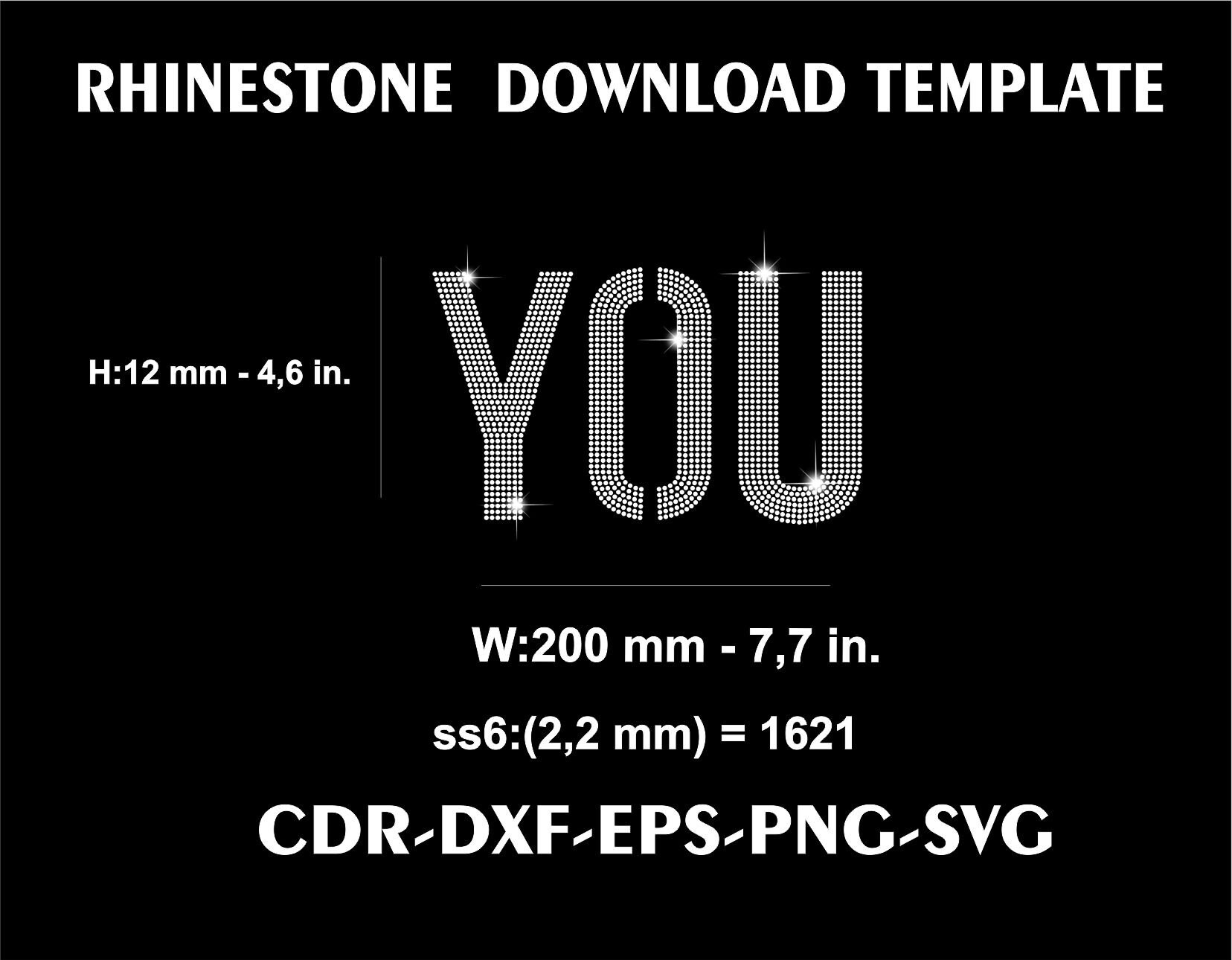 One Rhinestone Pdf You Rhinestone Template, SS6 SVG PNG PDF (digital Download) - Etsy