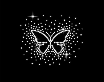 Design de borboleta com strass SS10 SS16 | Modelo elegante de borboleta com strass | Arquivo digital de strass