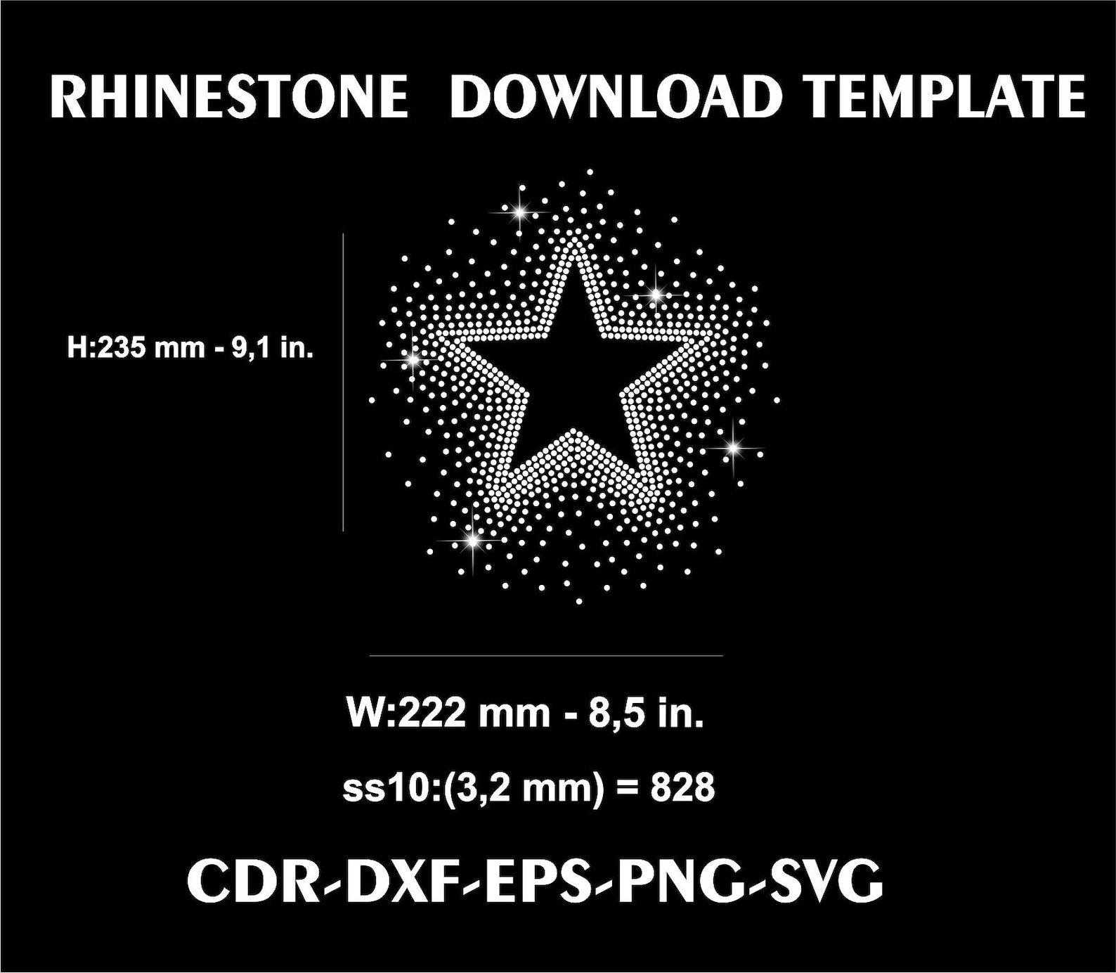 One Rhinestone Pdf Star Rhinestone Template: Scatter Design (SVG, PNG, PDF) - Etsy