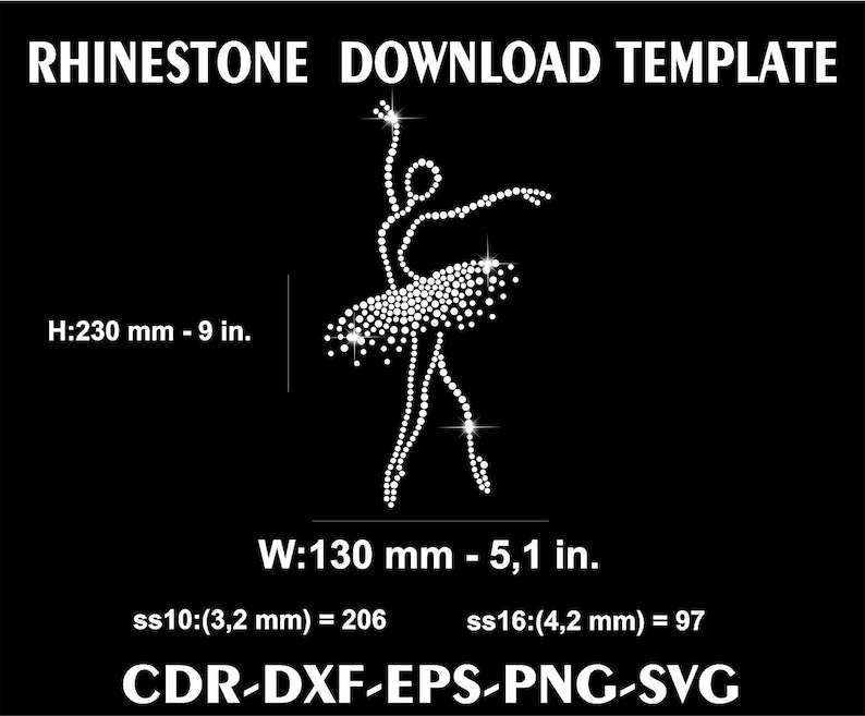 Zumba Rhinestone Template Ballerina Rhinestone SVG | Ballet Dancer Skirt Scatter Stones | SS10 ...