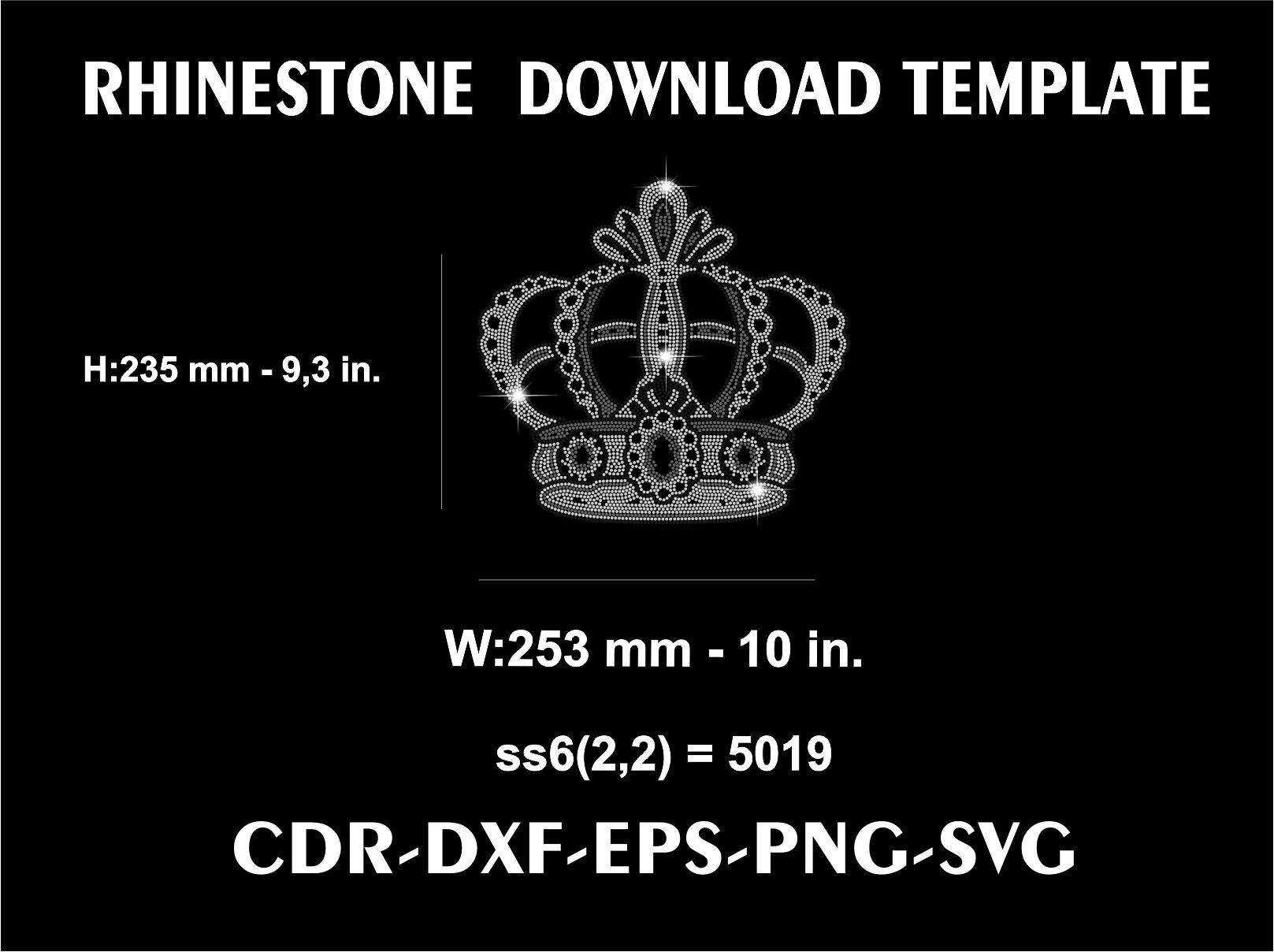 Crown Rhinestone Template: SS6 SVG, PNG, PDF Files (digital Download - Etsy