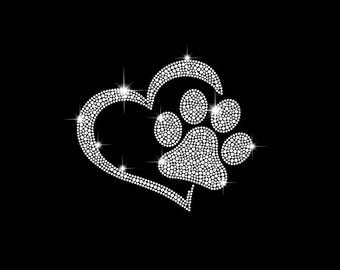 Paw Heart Rhinestone Template,Rhinestone Pattern,SVG Pattern,Paw Heart Design,Cricut,Ss6,Ss10