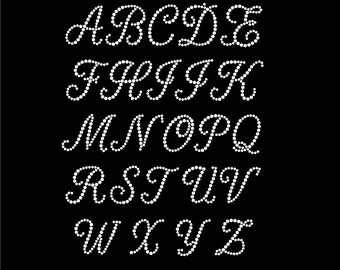 May include: A white, cursive alphabet, each letter made of small, evenly spaced dots, is set against a black background. The letters A to Z are arranged in rows, demonstrating a decorative font style.