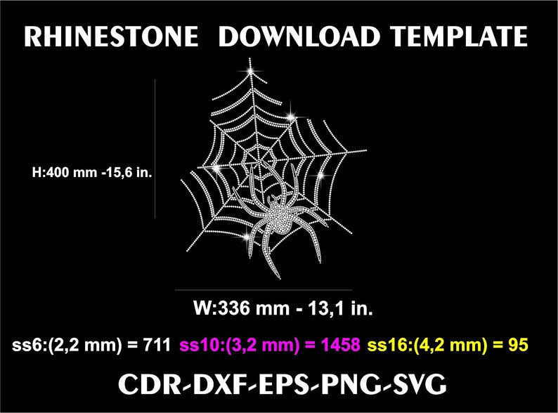 Spider Rhinestone Design Spider Rhinestone Template SVG PNG: Shirt Design (digital Download - Etsy