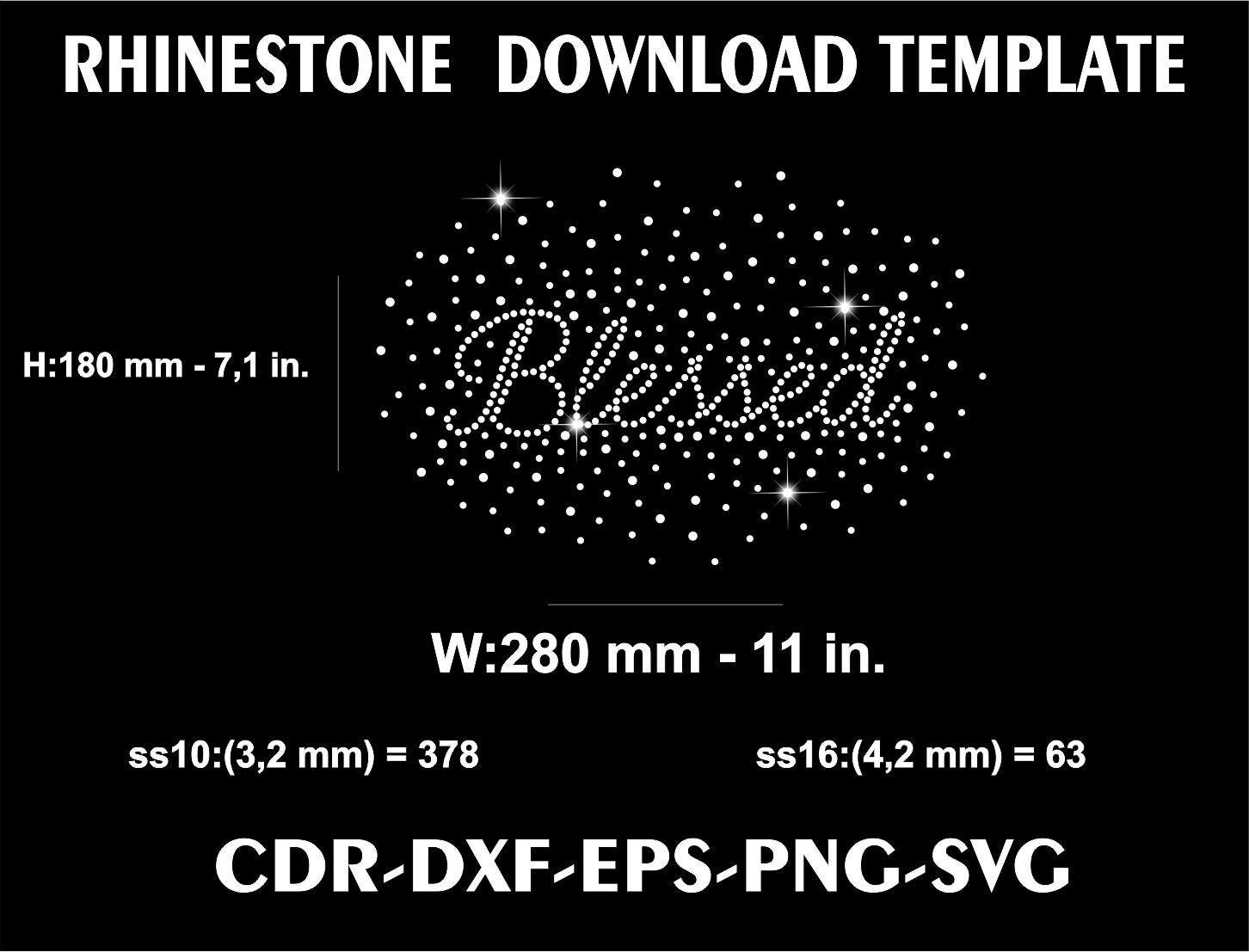 Blessed Rhinestone Design SS10 SS16 | Sparkling Blessed Word Template ...