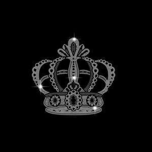 May include: A silver crown made of rhinestones, with a pointed top and a rounded base.