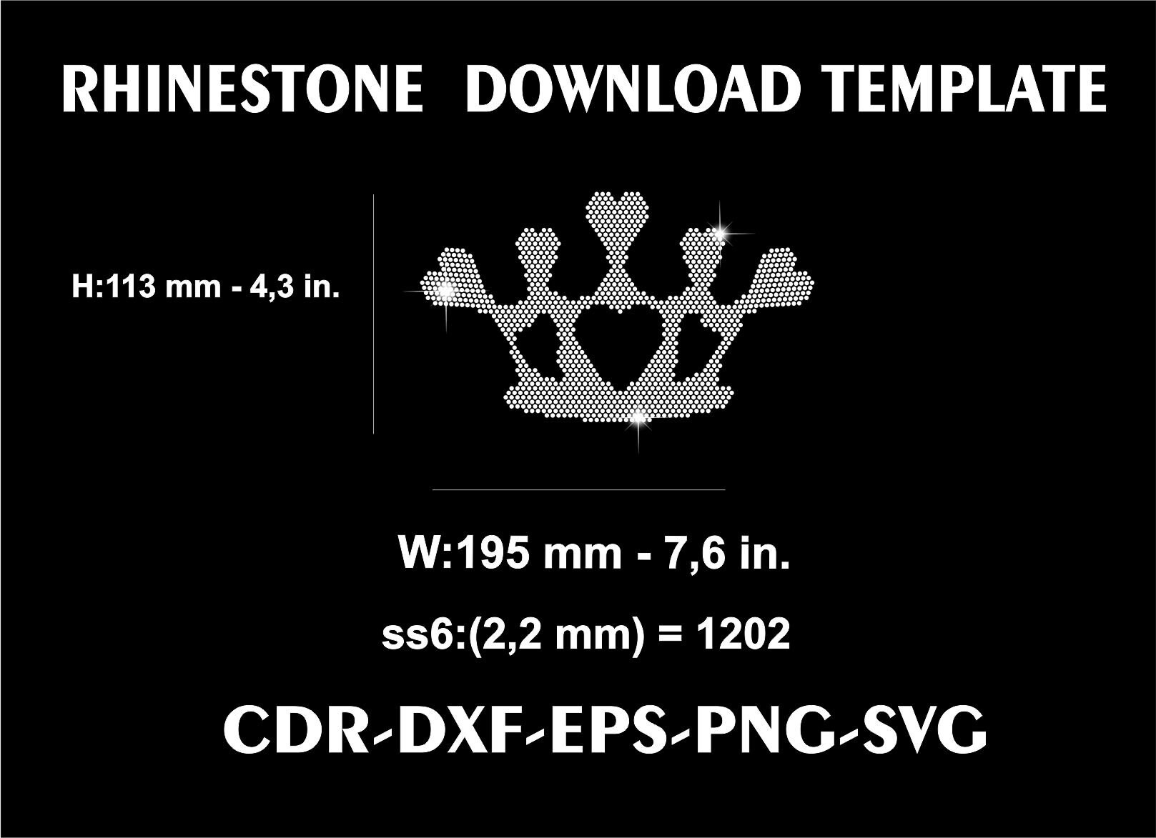 Heart Crown Rhinestone Template: SVG Design for Cricut (digital ...