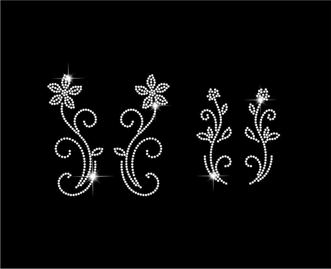 Floral Rhinestone SVG Template | SS10 Flower Vine Design (digital ...