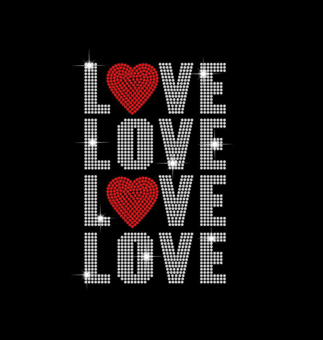 Heart Vector Rhinestone Love Heart Rhinestone Template (svg, Png, Pdf, Eps, Dxf) Digital ...