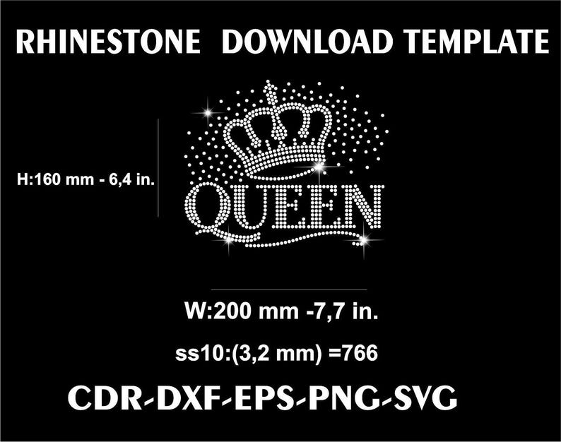 Rhinestone Queen Crown Template: SVG, CDR, Cricut (digital Download) - Etsy