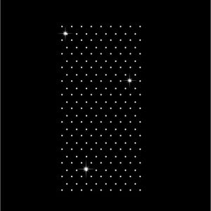 May include: A black rectangular design featuring a pattern of small white dots. Three bright, sparkling highlights are scattered across the design. The overall effect is a simple, yet elegant, pattern.