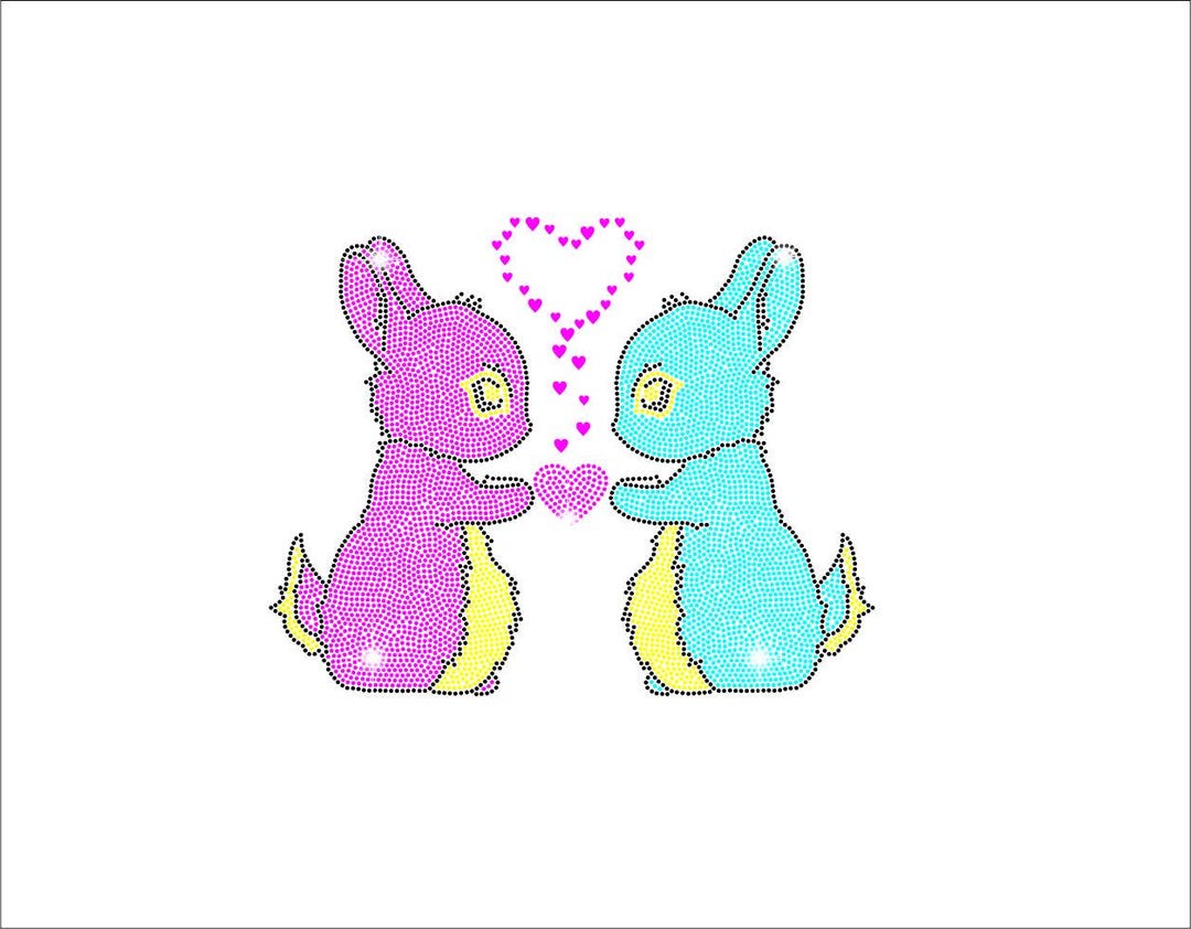 Template Rabbit Heart Rabbit Rhinestone Template: Heart Rabbit SVG, Cricut (digital Download ...