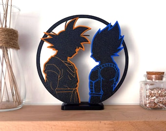 3D silhouette decoration of Son Guku and Vegeta – Manga wall art figure – Anime fan gift – Dragon Ball Z – Geek decor – DBZ