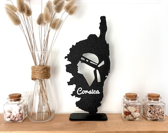 Corsican Decoration 24cm - Isle of Beauty - Moor's Head Silhouette - Modern Black Decorative Object - Corsican Identity Gift - Corsica