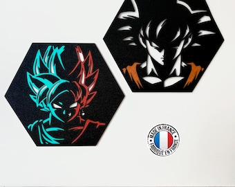 Dragon Ball wall decor - Line art - Neon Black Son Goku - DBZ Super manga - trendy gift - geek decor - anime fan - teen fan idea