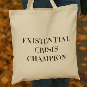 Sac fourre-tout en toile de coton Existential Crisis Champion, Sac de courses amusant, Sac de courses réutilisable, Cabas écologique, Sac fourre-tout sarcastique