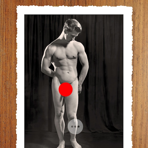 Vintage Male Nude Art Photo Print - Artistic Naked Man Posing  - Erotic Vintage Photography - Naked Male Figures - Gay Interest Wall Decor