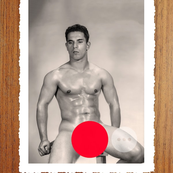 Vintage Male Nude Gay Art Photo Print - Naked Man Posing in Full Frontal - Erotic Vintage Photography - Naked Male Figures - Gay Wall Decor