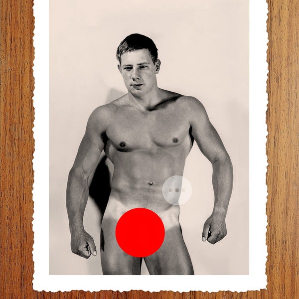 Vintage Male Nude Art Photo Print - Naked Man Posing with Amazing Physique - Erotic Vintage Photography - Naked Male Figure - Gay Wall Decor