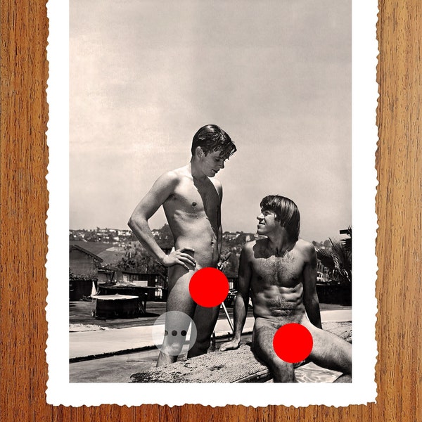 Vintage Male Nude Art Gay Photo Print - Naked Men at the Beach - Erotic Vintage Photography - Naked Male Figures - Gay Interest Wall Decor