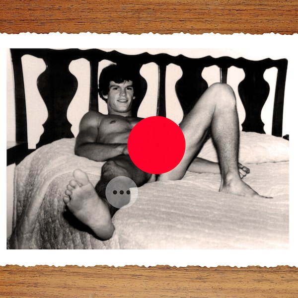 Vintage Male Nude Art Photo Print - Naturist Man Having Fun in Bed - Homoerotic Photography - Naked Male Figures - Gay Interest Wall Decor