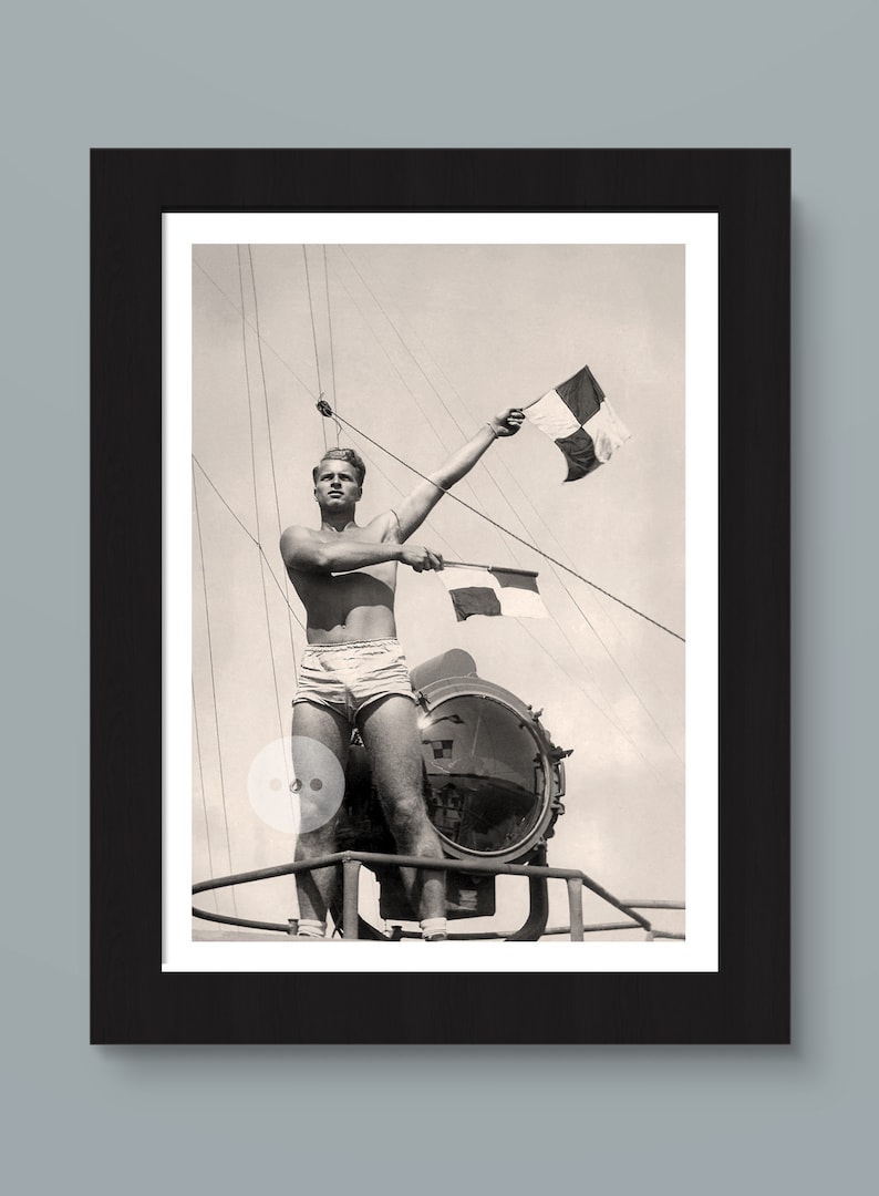 Vintage Male Nude Art Photo Print Incredibly Handsome Sailor and Bulge Erotic Vintage