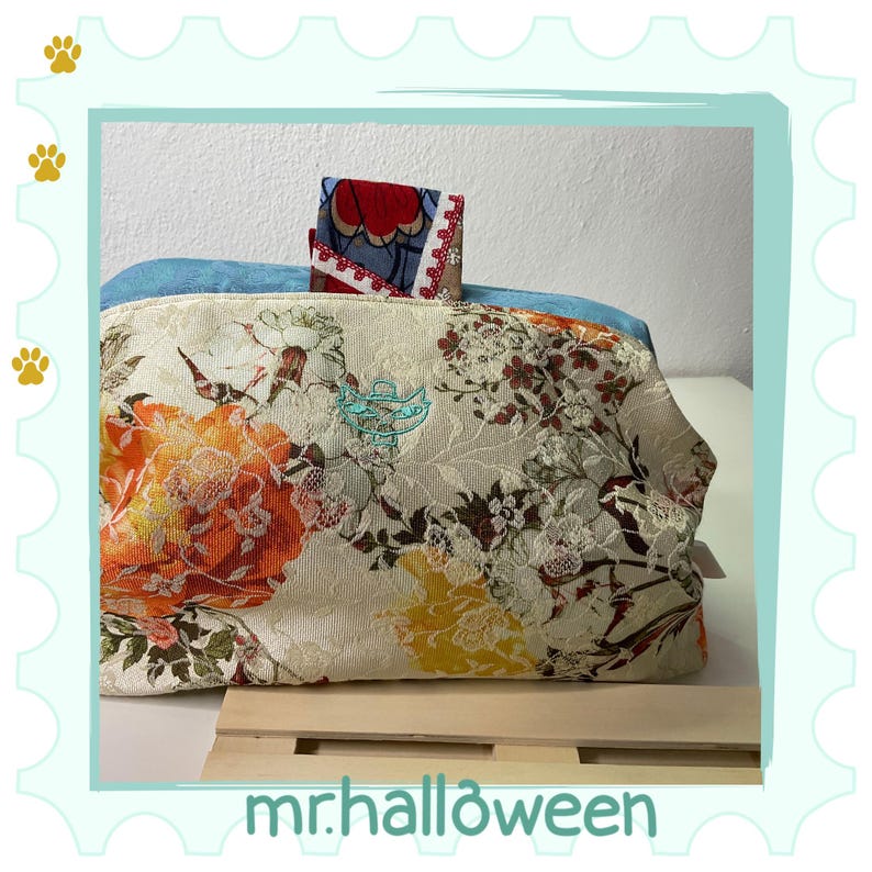 Blade, Honkai Star Rail embroidery, Blade toiletry bag, Winter flower, Blade flower case, Honkai wolf's mouth bag, Embroidered fabric toiletry bag image 2
