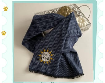 Esquie|Expedition33|Blue embroidered scarf|Gamer gift|Esquie scarf|Unisex|