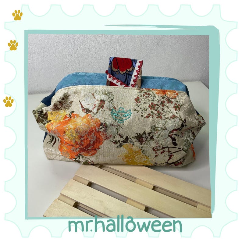Blade, Honkai Star Rail embroidery, Blade toiletry bag, Winter flower, Blade flower case, Honkai wolf's mouth bag, Embroidered fabric toiletry bag image 5