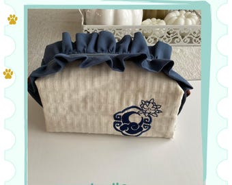 Jingliu|Honkai Star Rail|Jingliu Embroidered Toiletry Bag|Embroidered Linen Pencil Case|Ruffle Toiletry Bag|Unisex Gift|Kawaii|Gamer Gift|Cute Gift