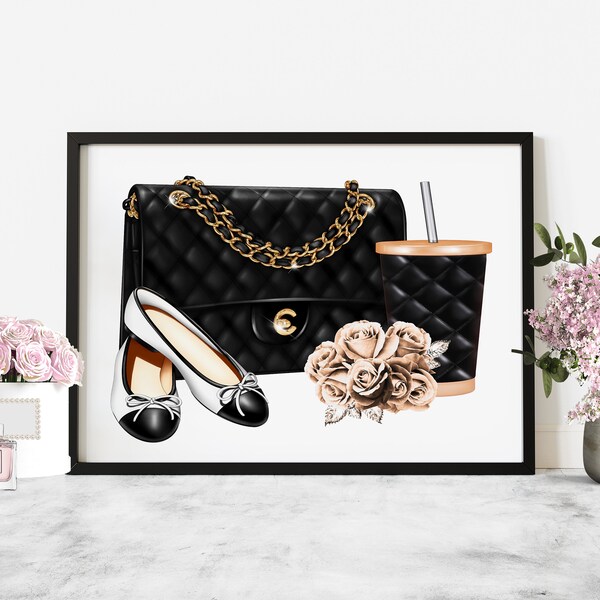 Fashion Wall Art Fashion Digital Download Fashion Prints Fashion Bag Prints Rose Print Fashion Illustration Fashion Printable