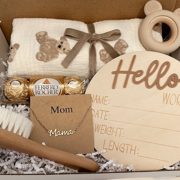 Care Package New Mom, New Mom and Baby Gift Box For Woman Postpartum Gift Basket, Gender Neutral Baby Gift For Her, Push Present for Wife