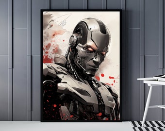 Cyborg Vigilance - Digital Download | Printable Wall Art | DC Comics | Watercolour Style | Superhero Poster | Various Sizes