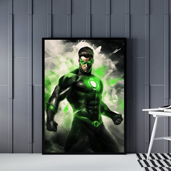 Green Lantern's Might - Digital Download | Printable Wall Art | DC Comics | Watercolour Style | Superhero Poster | Various Sizes