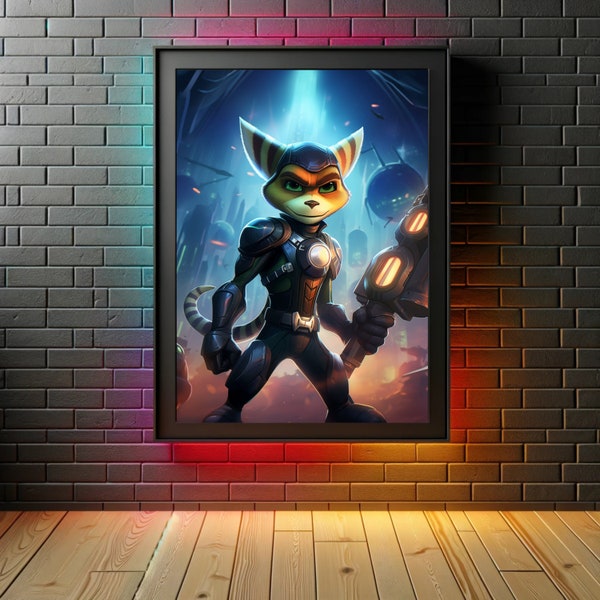 Galactic Ratchet & Clank - Digital Download | Printable Wall Art | Modern Wall Decor | Kids Room | Gaming Room | Video Game Poster