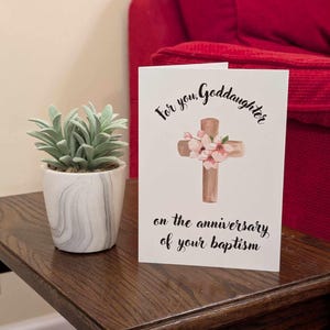 Biglietto di auguri per l'anniversario del battesimo della figlioccia