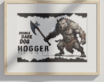 Hogger Poster | Wall Art Print | Wow Classic Art | For any Girl, Boy and Kid Room | Double Dare Dog Hogger | Horizontal | UK Brand