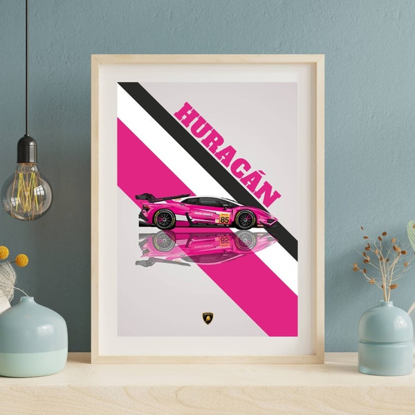 Lamborghini Huracan Poster, Lamborghini Huracan Print, Car Poster, Car Print, Car Art, Racing Car, Endurance Racing, 24h of Le Mans