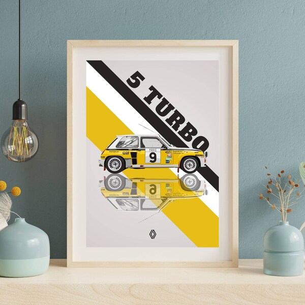 Affiche Renault 5 Turbo, impression Renault 5 Turbo, affiche de voiture, impression de voiture, art voiture, affiche de voiture de rallye, voiture classique, voiture vintage, voiture rétro