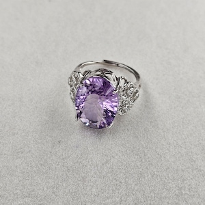 Bague améthyste, pierre naturelle, taille millénaire, cristal, cadeau