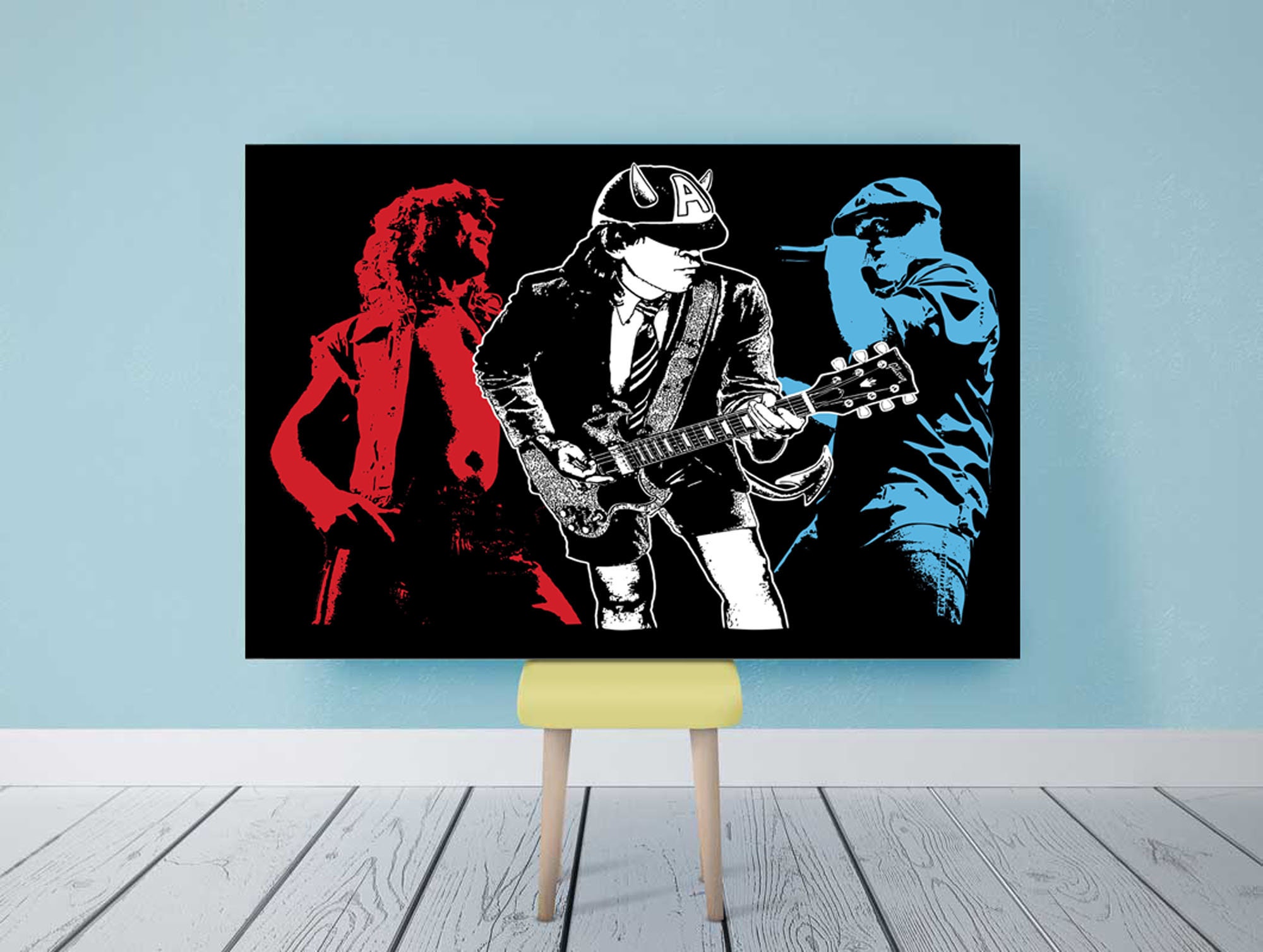 ACDC Brian Johnson Angus Young Rock Band Rock Star Canvas Wall Art ...