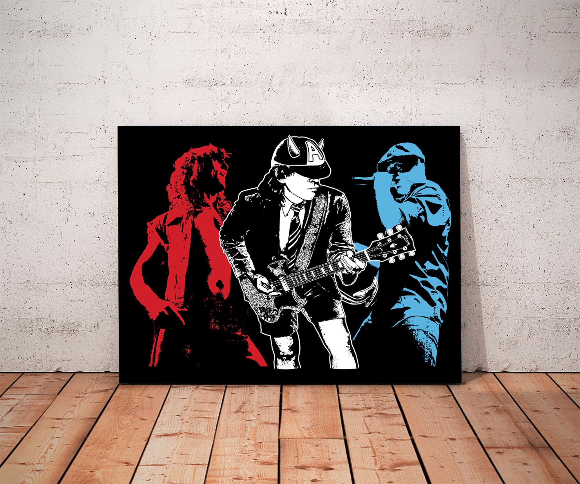 ACDC Brian Johnson Angus Young Rock Band Rock Star Canvas Wall Art ...